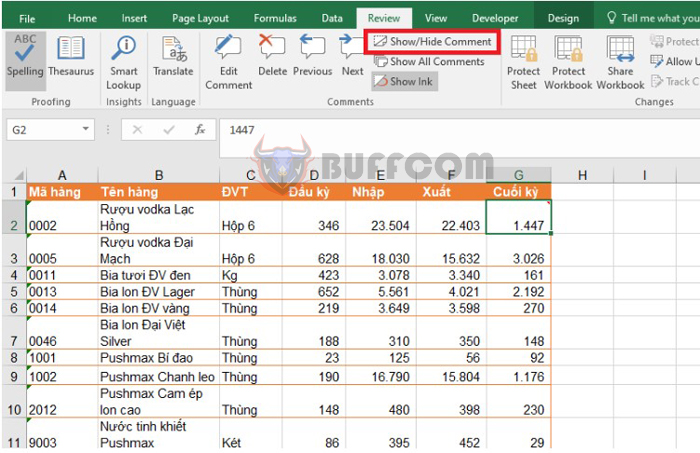 How to edit hide or show comments in Excel spreadsheets