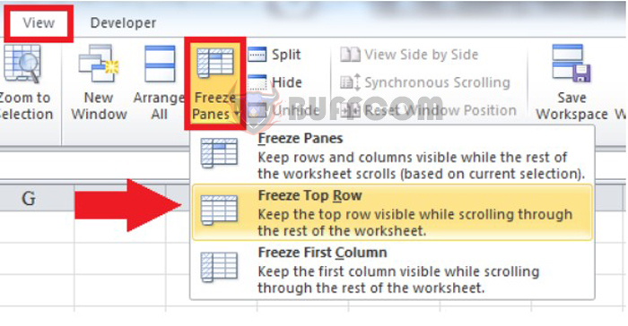 How to freeze a row or multiple rows in Excel