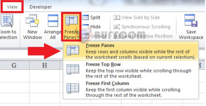How to freeze a row or multiple rows in Excel