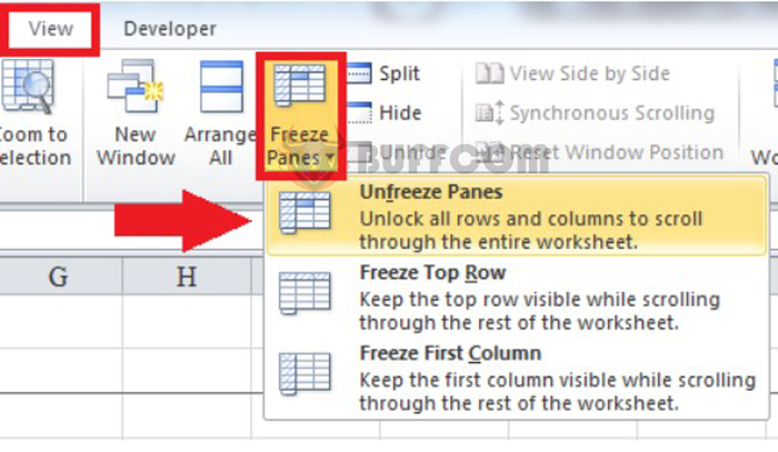 How to freeze a row or multiple rows in Excel