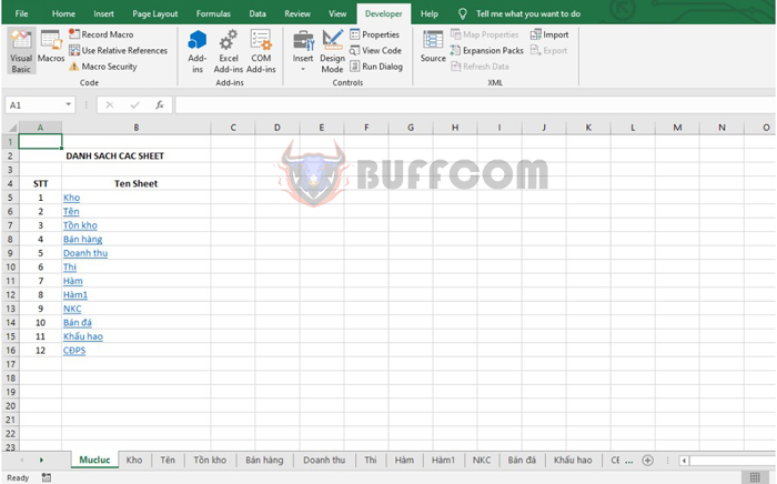 How to get a list of sheets in an Excel file