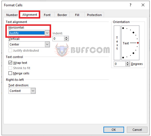 How to justify text in Excel