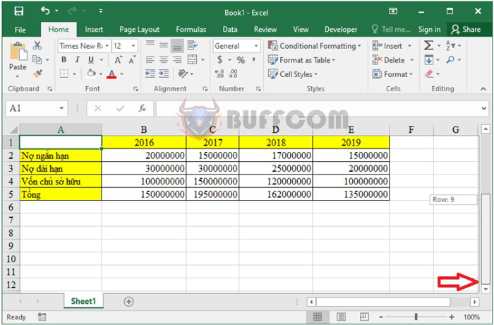 How to limit the working area in Excel