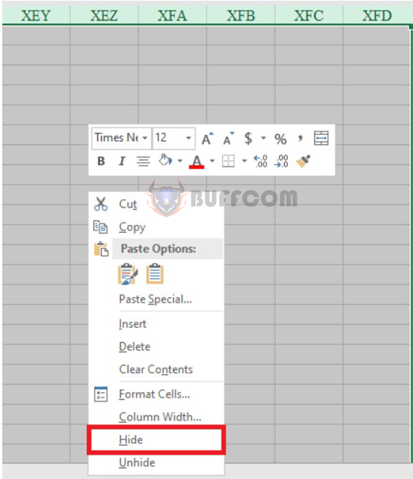 How to limit the working area in Excel