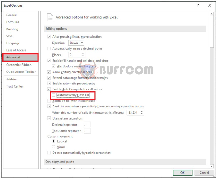 How to remove the green Smart tag arrow in Excel cells