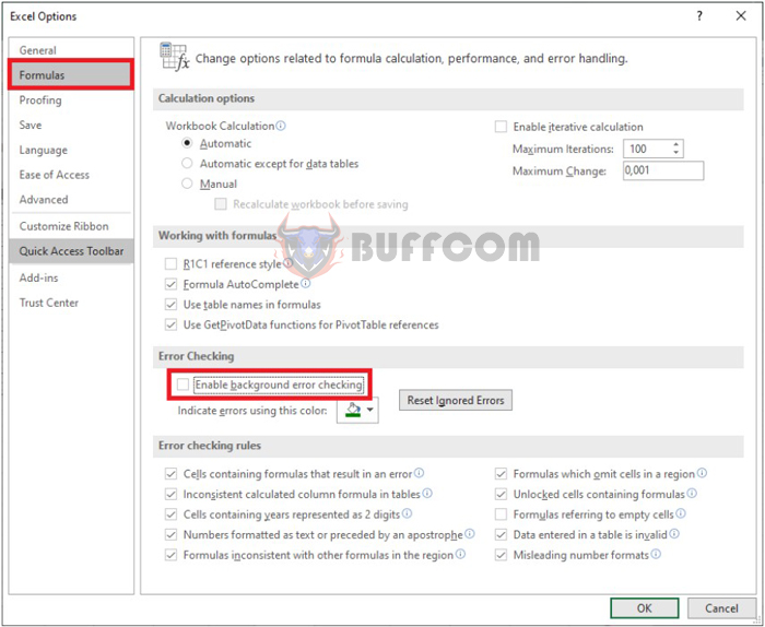 How to remove the green Smart tag arrow in Excel cells