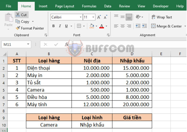 How to search for data by row and column in Excel