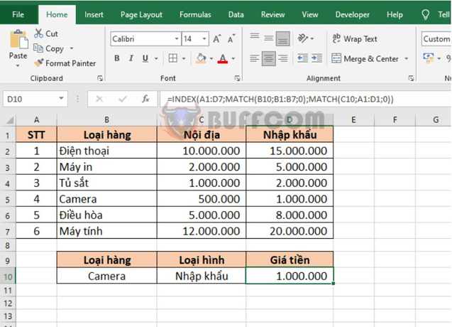 How to search for data by row and column in Excel