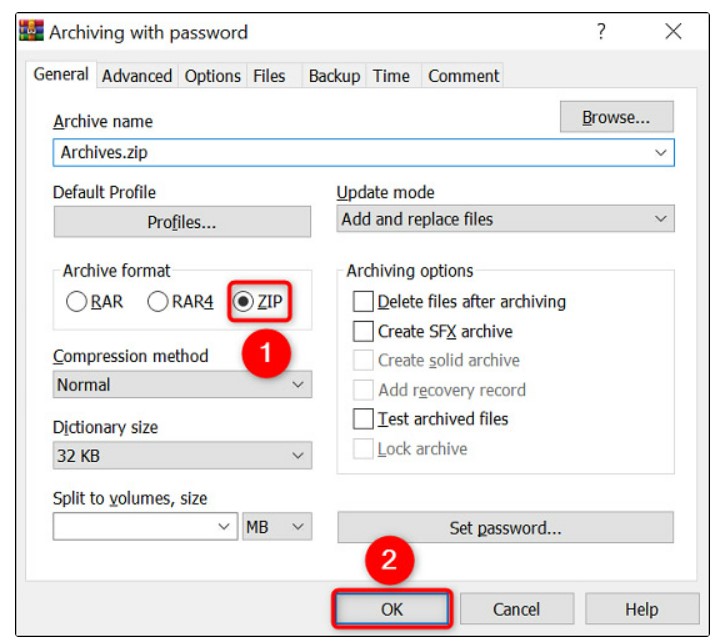 How to set a password to protect a ZIP file on Windows 7
