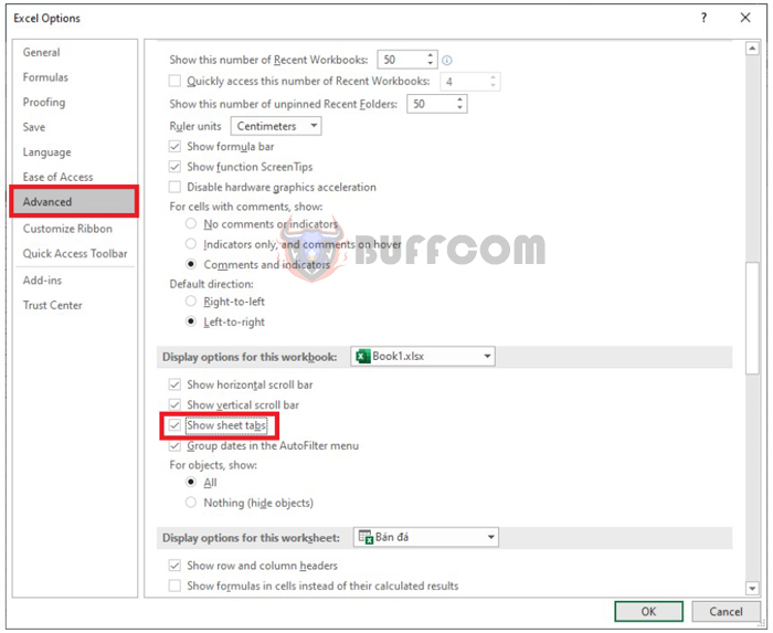 How to show/hide Sheet Tabs in Excel