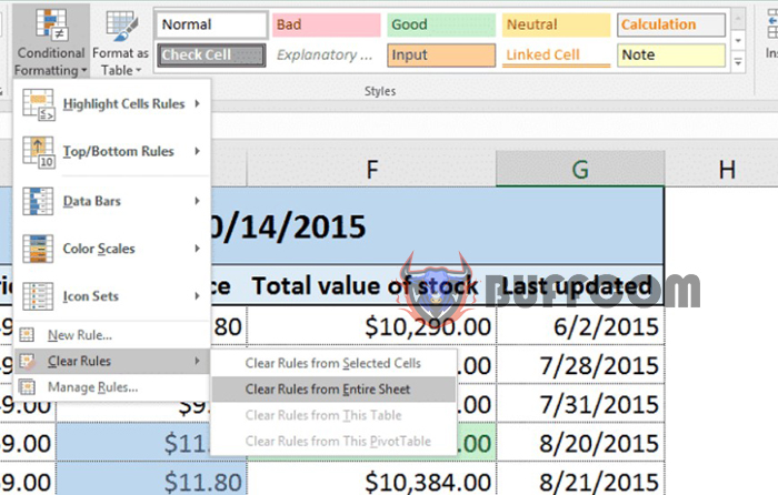 Removing Conditional Formatting Rules 1