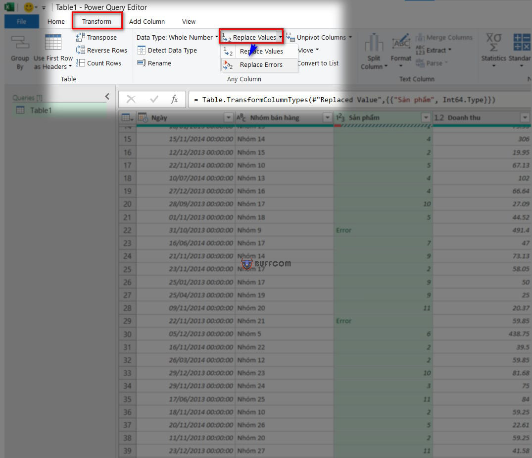 Replacing Values in the Source Query in Excel