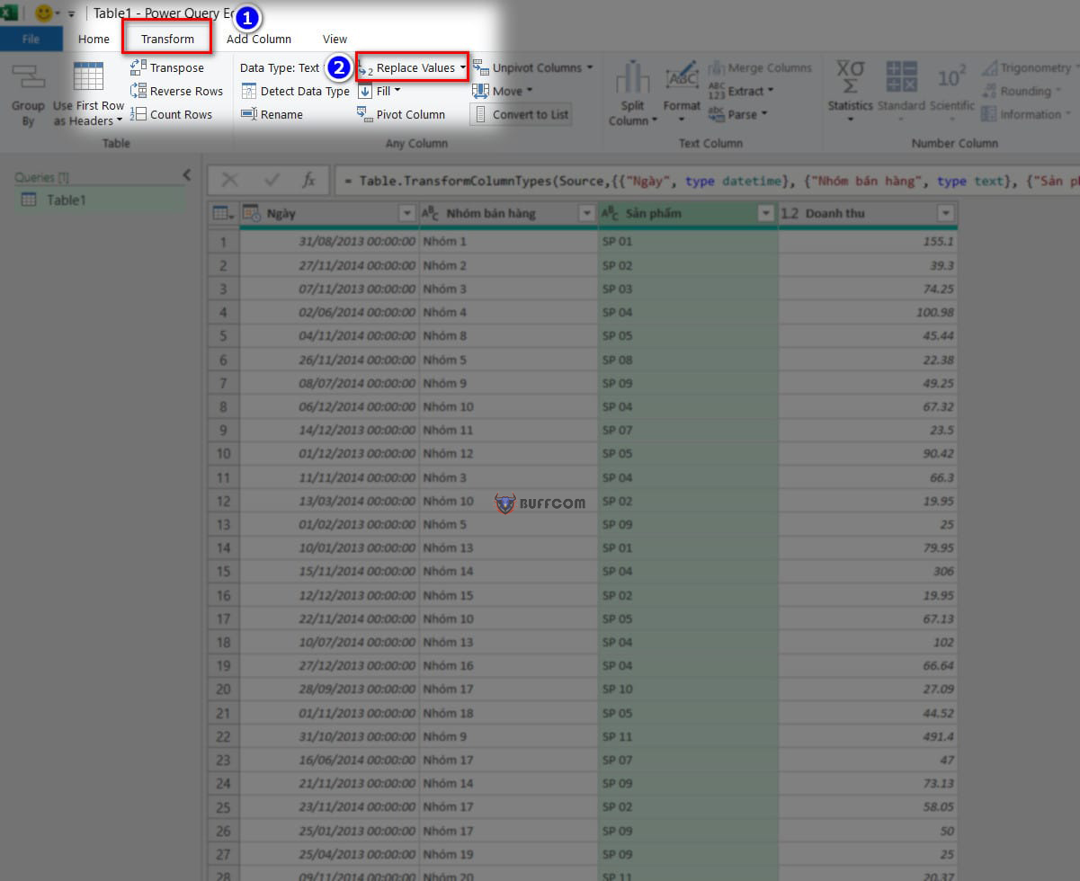 Replacing Values in the Source Query in Excel