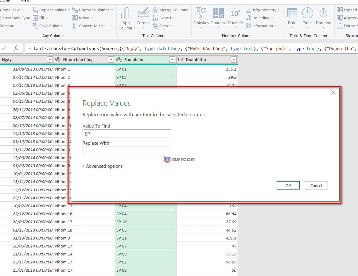 Replacing Values in the Source Query in Excel