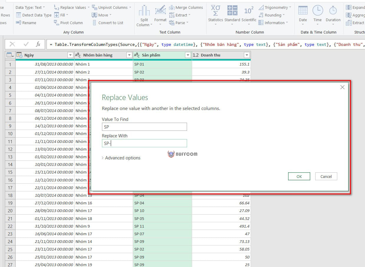 Replacing Values in the Source Query in Excel