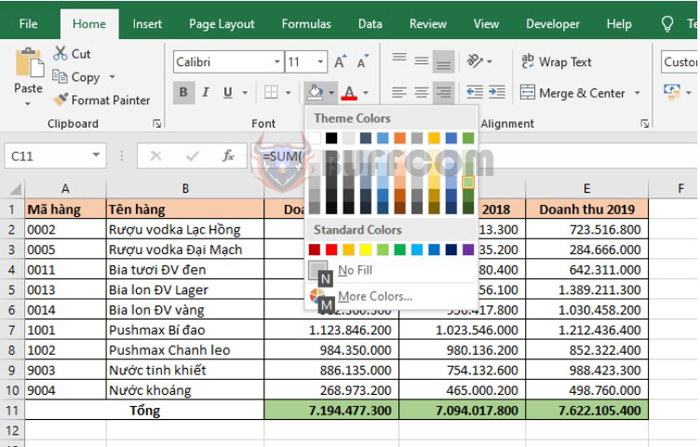 Shortcut keys to color cells and text in Excel