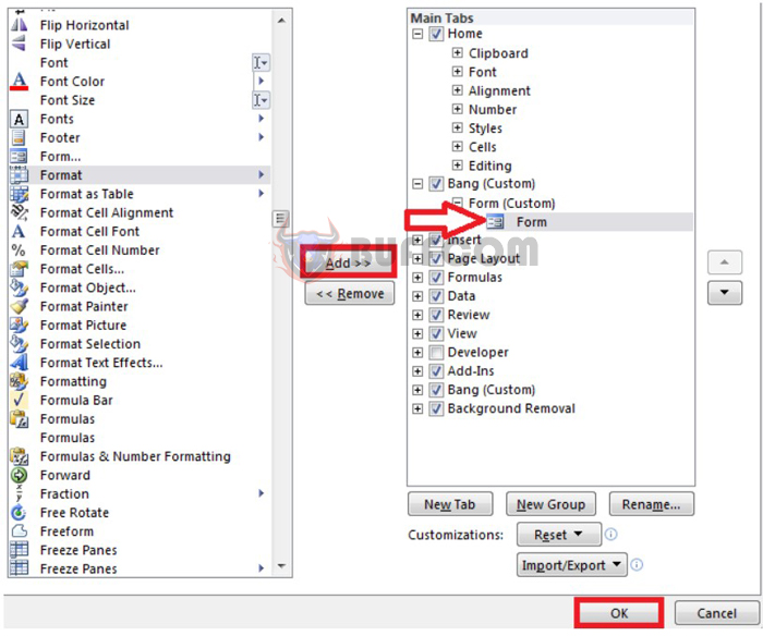 Steps to create a data entry form in Excel