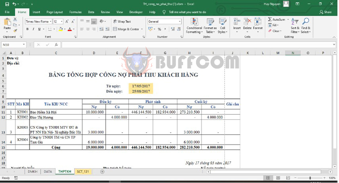 Steps to create a summary table of customer accounts receivable in Excel