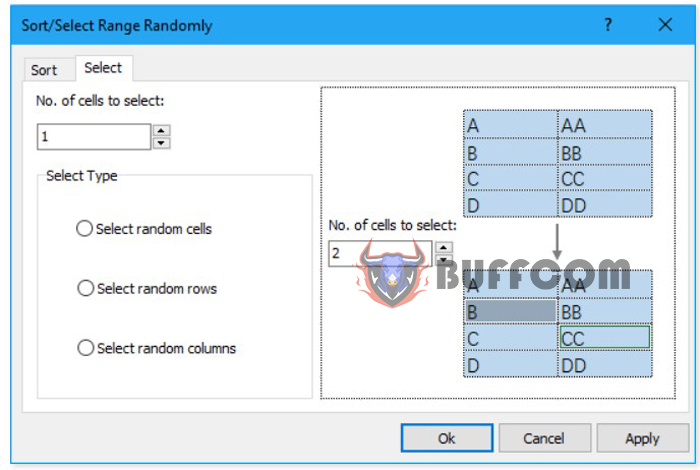 Quickly sort or select random cells, rows, and columns in Excel