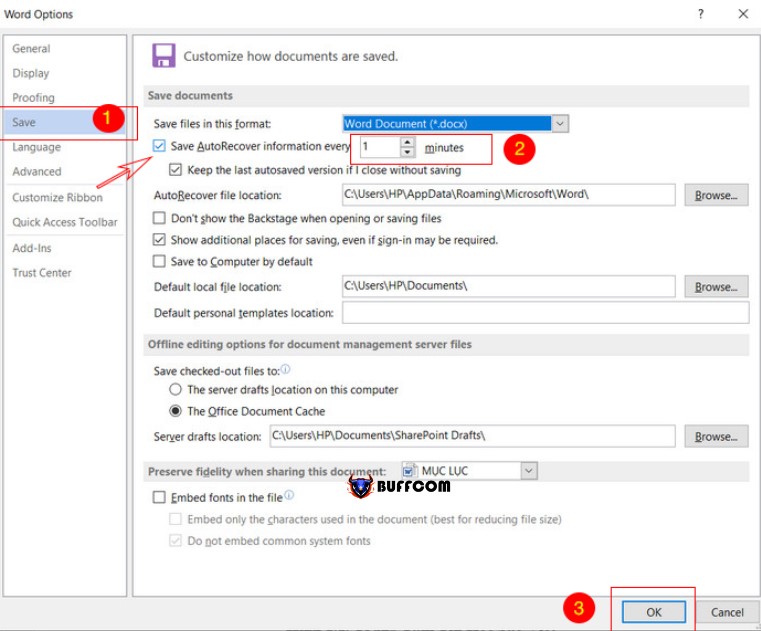 Set Automatic File Saving for Word and Excel