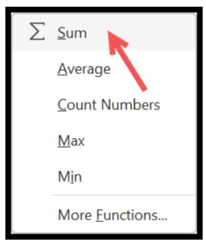 AutoSum in Excel 3