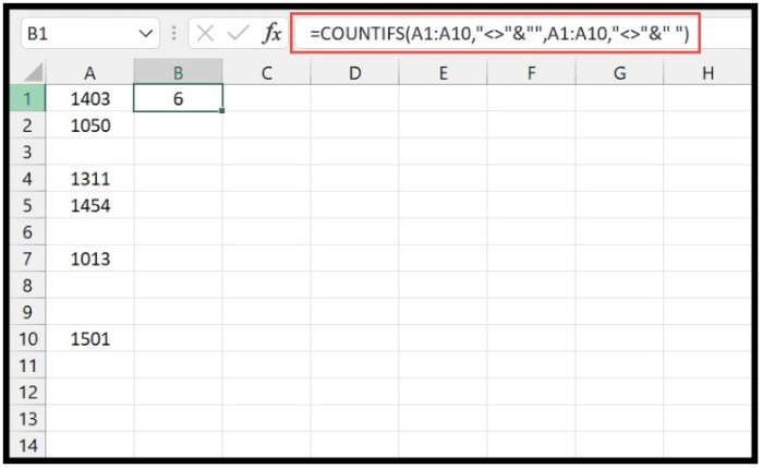How to Count Non-Blank Cells in Excel