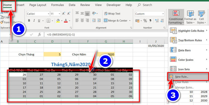 Create an Automated Calendar in Excel 13