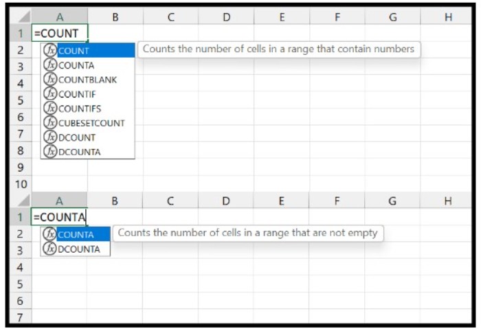 COUNT vs COUNTA (Function Difference with Example)