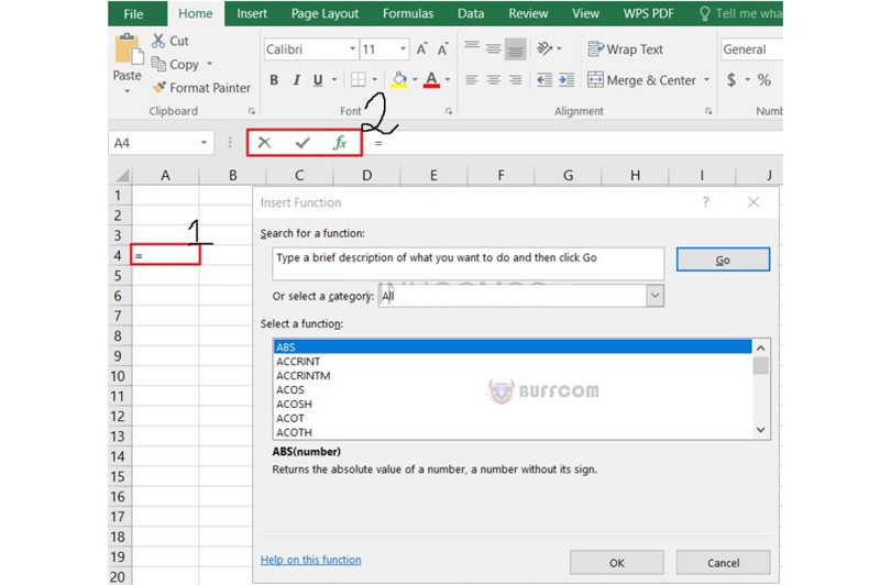Function Wizard in Excel 2