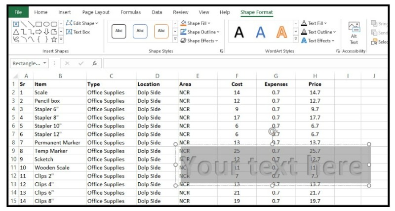 How to Add Watermark in Excel 15