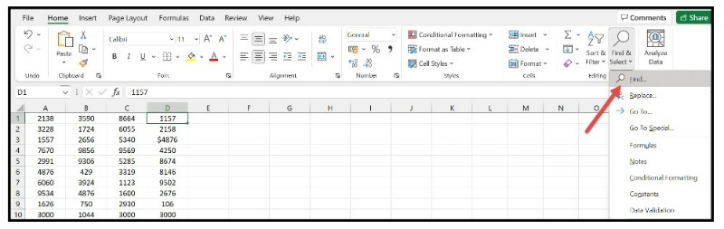 How to Find and Replace in Excel 1