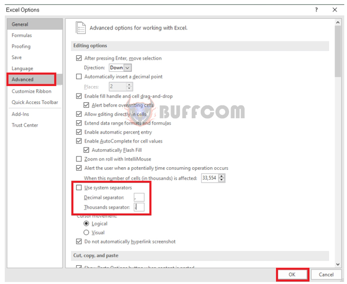 How to automatically add decimal points to numbers in Excel