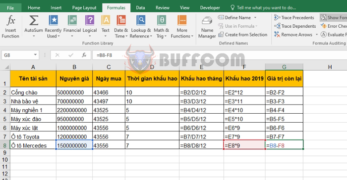 How to display all formulas in an Excel worksheet