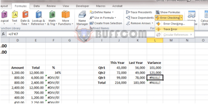 How to find errors in Excel?