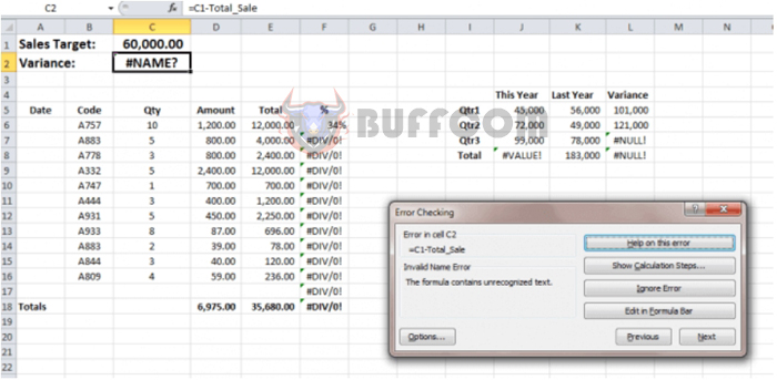 How to find errors in Excel?