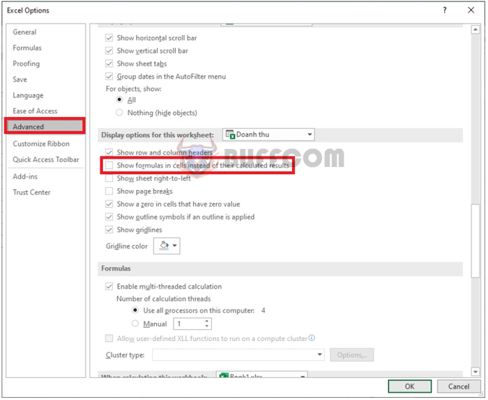 How to fix Excel not showing formula results or not calculating automatically