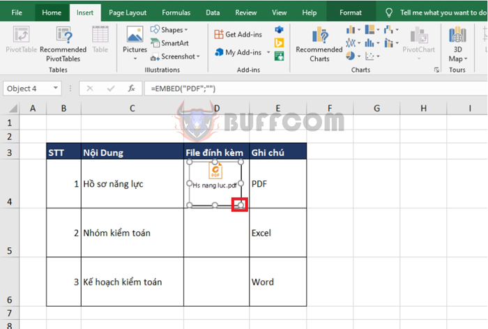 How to quickly insert attachments into an Excel document