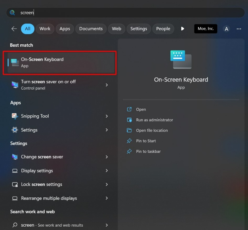How to quickly open the on screen keyboard on Windows 11 2