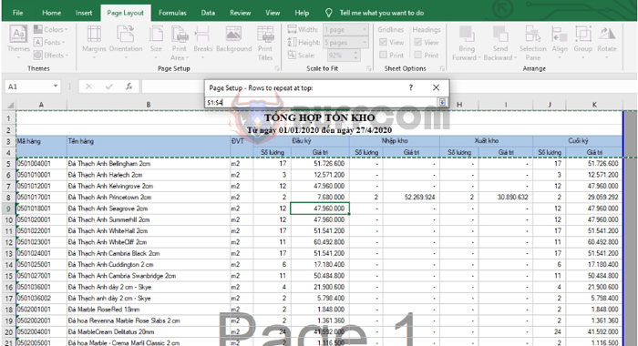 How to repeat table header row in Excel on the next page