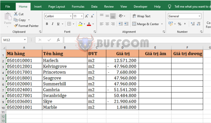 How to separate positive and negative numbers in Excel