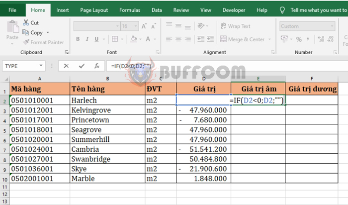 How to separate positive and negative numbers in Excel