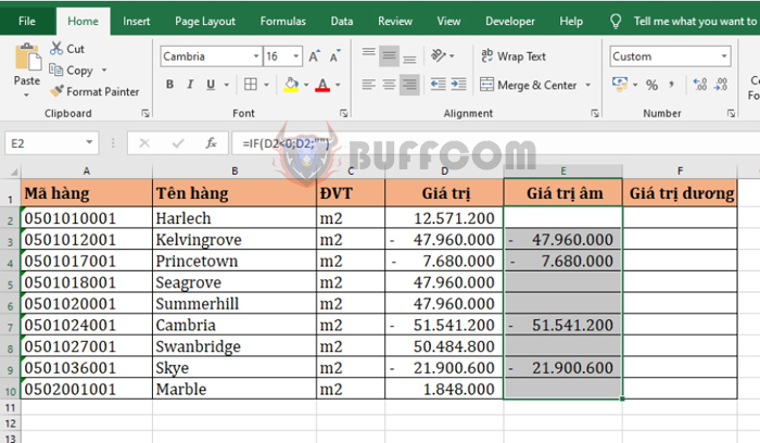 How to separate positive and negative numbers in Excel