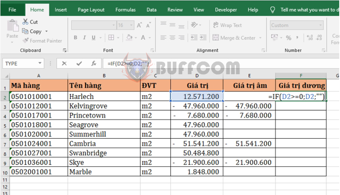 How to separate positive and negative numbers in Excel