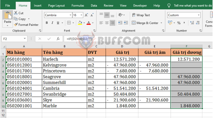 How to separate positive and negative numbers in Excel