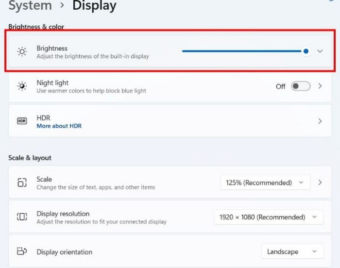 How to turn off the auto brightness feature in Windows 11 3