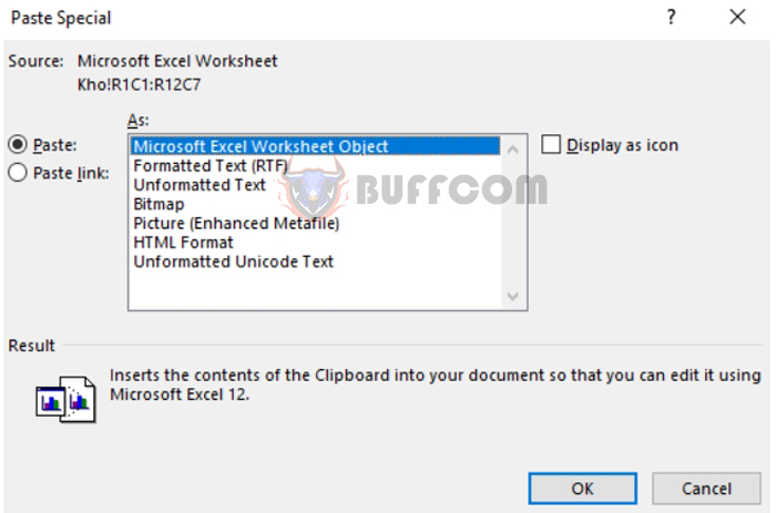 How to use Paste Special to copy data from Excel to Word