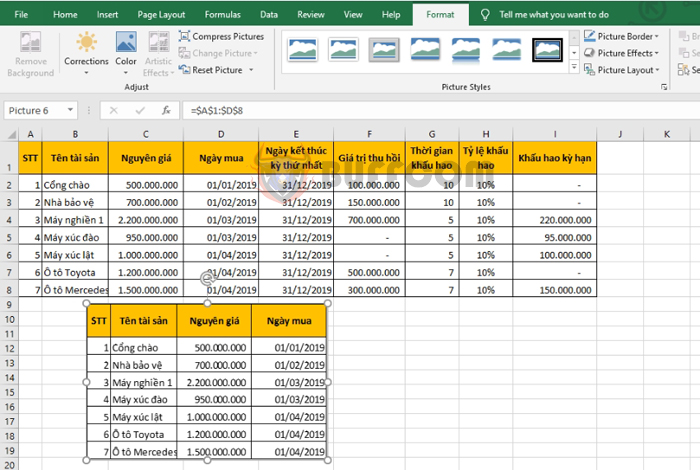 How to use the Camera tool to crop images in Excel