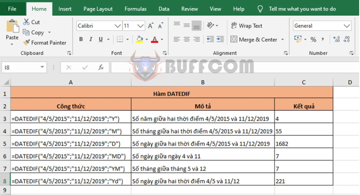 How to use the DATEDIF function to calculate the time interval between two dates in Excel