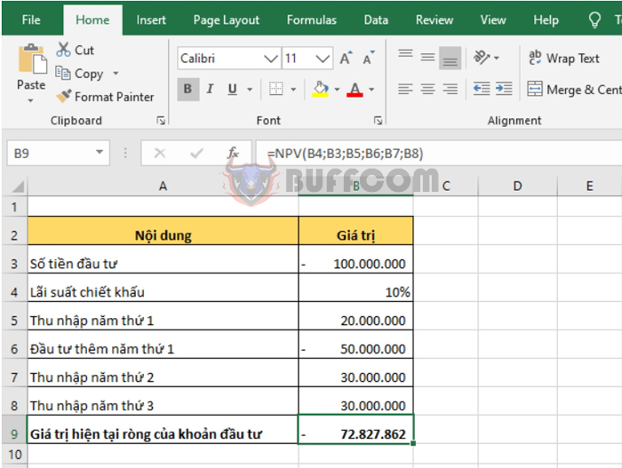 How to use the NPV function in Excel to calculate the present value of an investment project2