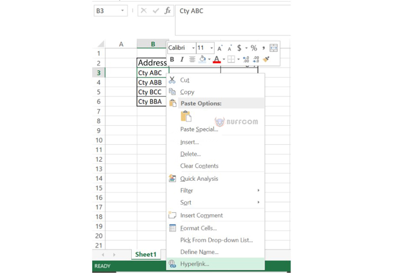 Hyperlink in Excel 2